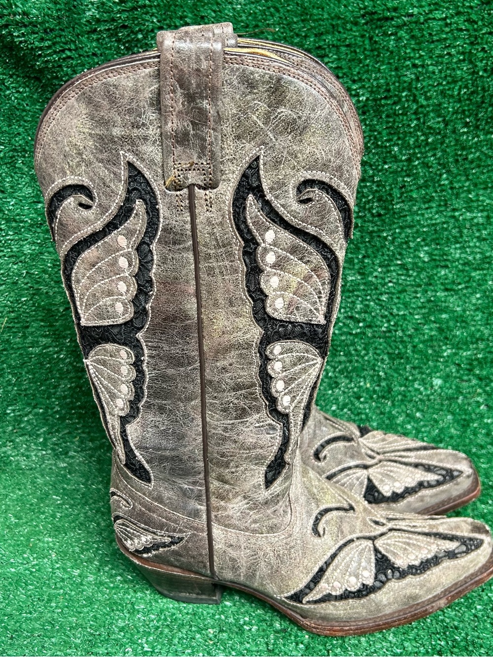 Corral Leather Lace Butterfly Western Cowboy Boots R1128 Women's Size 6M